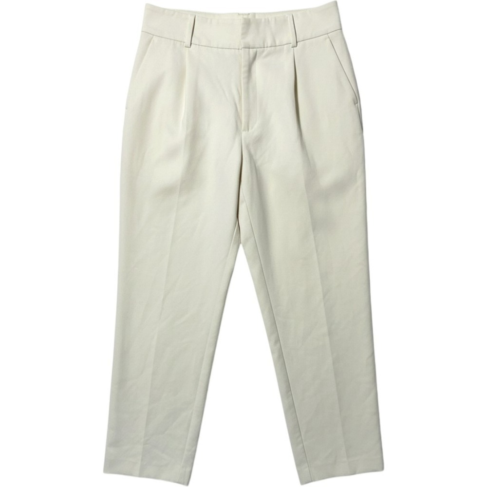 Zara Womens High Waisted Pleated Trousers Cream ECRU Beige Straight Leg